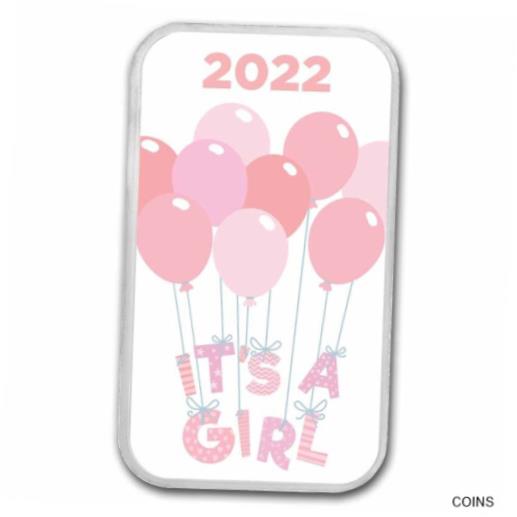 楽天金銀プラチナ　ワールドリソース【極美品/品質保証書付】 アンティークコイン コイン 金貨 銀貨 [送料無料] 2022 1 oz Silver Colorized Bar - APMEX （It's A Girl, Balloons） - SKU#182671