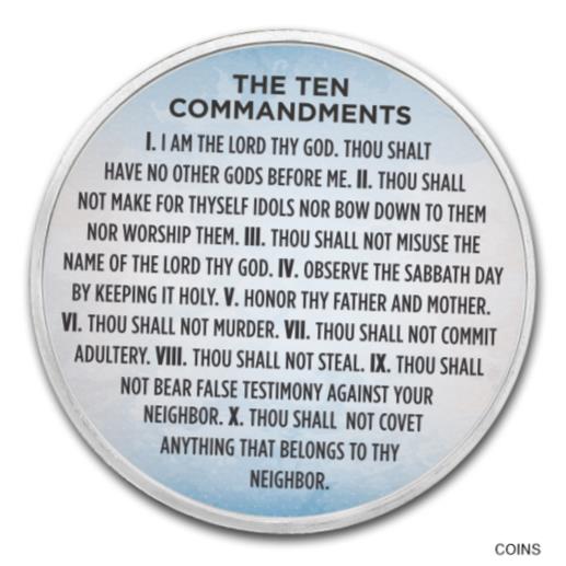 ڶ/ʼݾڽա ƥ    [̵] 1 oz Silver Colorized Round - APMEX (Ten Commandments Sky Blue) - SKU #118069