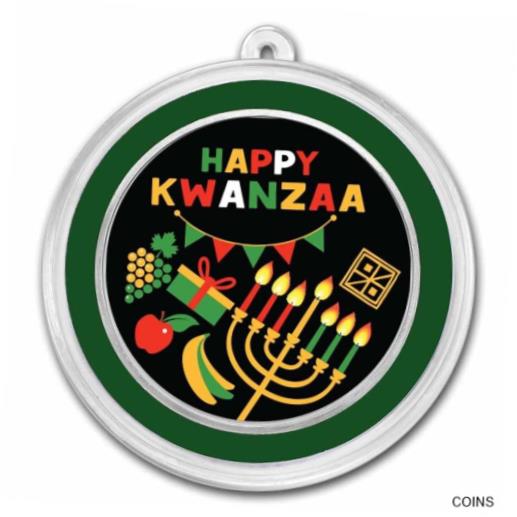 yɔi/iۏ؏tz AeB[NRC RC   [] 1 oz Silver Colorized Round - APMEX (Happy Kwanzaa) - SKU#237263