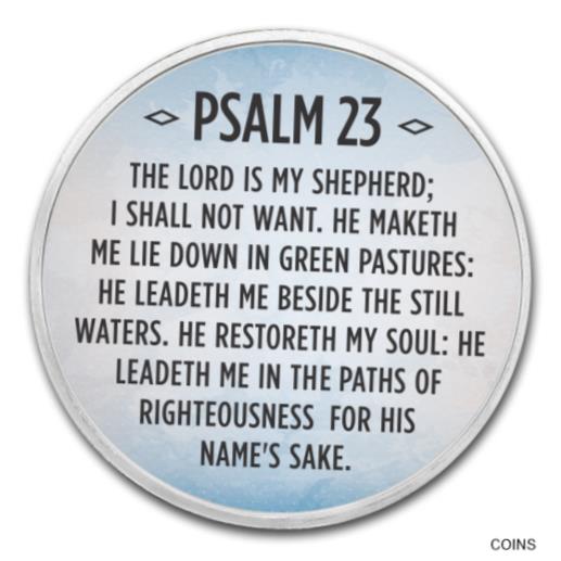 ڶ/ʼݾڽա ƥ    [̵] 1 oz Silver Colorized Round - APMEX (Psalm 23, Sky Blue) - SKU #118094