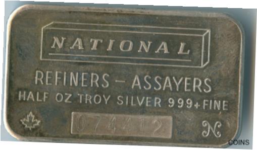 yɔi/iۏ؏tz AeB[NRC  1/2 oz National Refiners - Assayers Half Oz Troy .999+ Fine Silver Bar - Rare [] #sof-wr-012282-357