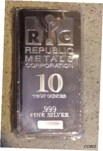 yɔi/iۏ؏tz AeB[NRC RC   [] 10 Ounce (10 Oz) Republic Metals Corporation Mint Silver Bar .999 Fine Silver