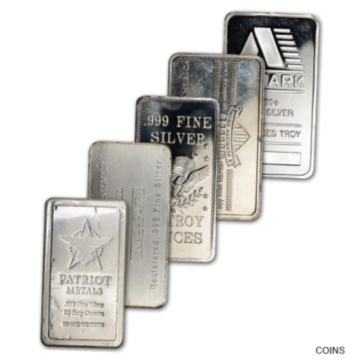 ڶ/ʼݾڽա ƥ    [̵] FIVE (5) 10 oz. Silver Bar - Random Brand - Secondary Market - .999 Fine