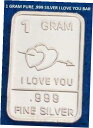 yɔi/iۏ؏tz AeB[NRC  I LOVE YOU- 1 GRAM GR G .999 Fine Pure Solid Silver Bullion Bar [] #sof-wr-012299-156