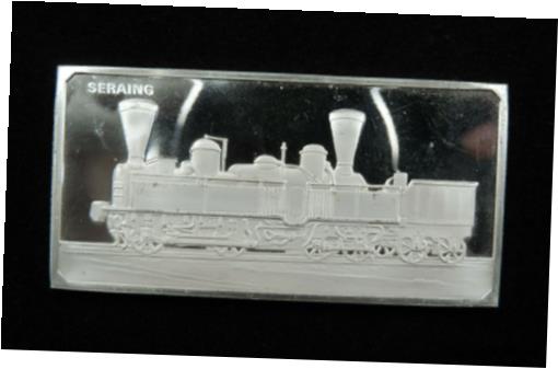  アンティークコイン コイン 金貨 銀貨  900 Grains Sterling Silver Ingot Bar Seraing 1851 Train Locomotive Franklin Mint