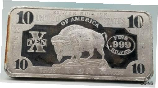ڶ/ʼݾڽա ƥ    [̵] SCPM 10 Troy Ounces .999 Fine Sterling Silver Buffalo Style Bar