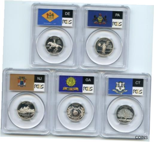 【極美品/品質保証書付】 アンティークコイン 銀貨 1999 - 2008 SILVER Quarter PCGS PR70 Deep Cameo 50 State Complete Full Flag Se..