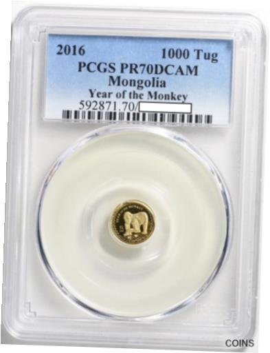  アンティークコイン コイン 金貨 銀貨  2016 MONGOLIA PCGS PR70DCAM GOLD 1000 TUG COIN YEAR OF MONKEY