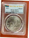 yɔi/iۏ؏tz AeB[NRC RC   [] 2021 South Africa 1 Rand 1oz Silver Krugerrand PCGS MS70 First Day of Issue