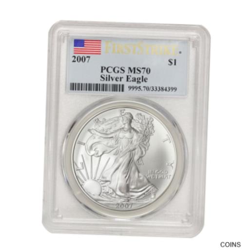 【極美品/品質保証書付】 アンティークコイン コイン 金貨 銀貨 [送料無料] 2007 $1 Silver Eagle PCGS MS70 First Strike American Bullion 1oz One Dollar Coin