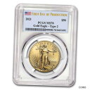 【極美品/品質保証書付】 アンティークコイン 金貨 2021 1 oz Gold Eagle MS-70 PCGS (Type 2, First Day of Production) [送料無料] #got-wr-012379-2657