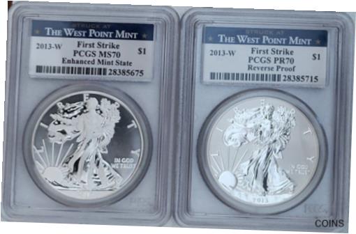 yɔi/iۏ؏tz AeB[NRC RC   [] 2013 W Silver Eagle 2 coin set--PR70 RP and SP70 (labeled MS70 Enhanced)