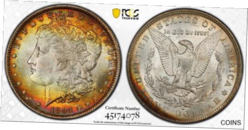 【極美品/品質保証書付】 アンティークコイン コイン 金貨 銀貨 [送料無料] 1884-O $1 Morgan Silver Dollar PCGS MS63 ~Stunning Duel sided Orange Toning!~