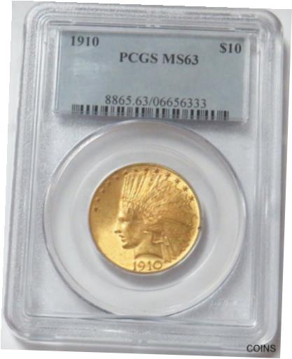 【極美品/品質保証書付】 アンティークコイン 金貨 1910 GOLD USA 10 INDIAN HEAD COIN PCGS MINT STATE 63 送料無料 gct-wr-012451-8944