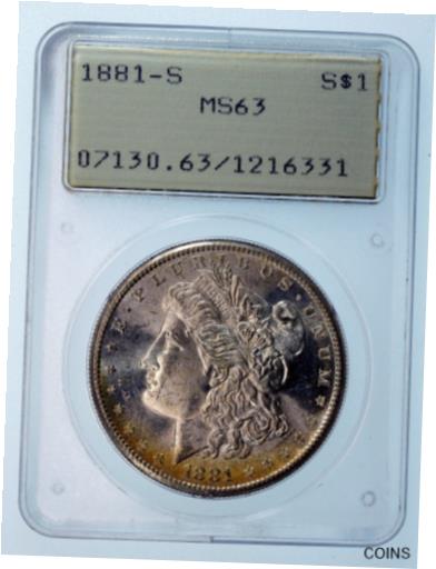 ڶ/ʼݾڽա ƥ    [̵] 1881-S $1 Morgan Silver Dollar PCGS MS63 Early Rattler Holder Exceptional Coin