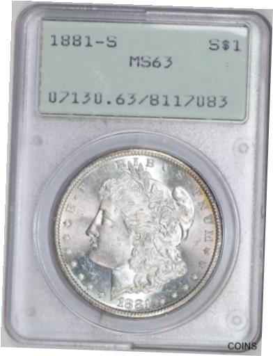 yɔi/iۏ؏tz AeB[NRC RC   [] 1881-S MORGAN DOLLAR PCGS MS63 OGH RATTLER - SEMI PL!