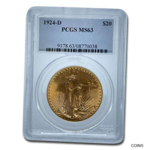 【極美品/品質保証書付】 アンティークコイン 金貨 1924-D $20 Saint-Gaudens Gold Double Eagle MS-63 PCGS - SKU#67149 [送料無料] #got-wr-012466-10062