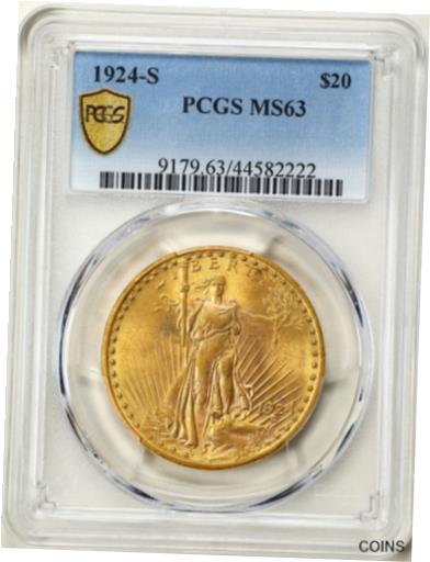 【極美品/品質保証書付】 アンティークコイン 金貨 1924-S $20 Saint-Gaudens Gold Double Eagle MS63 PCGS 44582222 [送料無料] #got-wr-012466-7719