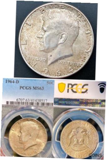  アンティークコイン コイン 金貨 銀貨  1964 D Silver Kennedy Half Dollar- Uniquely Toned & PCGS Certified