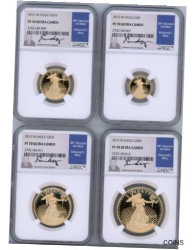 【極美品/品質保証書付】 アンティークコイン 金貨 2012-W Gold Eagle Proof 4-Coin Year Set NGC PF70 Ed Moy Signed [送料無料] #gct-wr-012472-3115