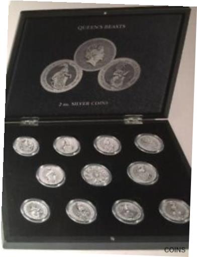 ڶ/ʼݾڽա ƥ    [̵] Great Britain Queen's Beast 2 oz Silver Coins - Complete 11 Coin Set & Case/Box