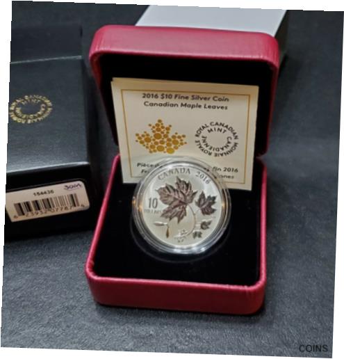 ڶ/ʼݾڽա ƥ    [̵] Rare Limited Mint Canada 2016 Canadian Maples Leaves 10$ Proof Fine Silver Coin