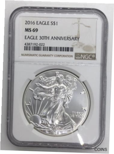 【極美品/品質保証書付】 アンティークコイン コイン 金貨 銀貨 [送料無料] 2016 American Silver Eagle MS 69 30th Anniversary