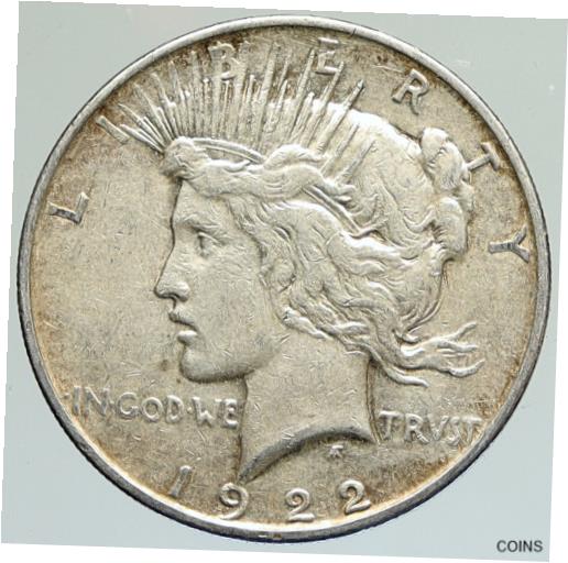 アンティークコイン コイン 金貨 銀貨  1922 D US Antique Silver PEACE DOLLAR United States Coin LIBERTY & EAGLE i111912