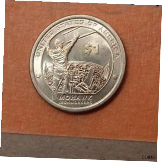 2015-D ネイティブ アメリカン サカガウィア モホーク族 鉄工 1 ドル ゴールデン コイン AU2015-D Native American Sacagawea Mohawk Iron Workers One Dollar Golden Coin AU