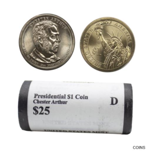 【極美品/品質保証書付】 アンティークコイン コイン 金貨 銀貨 [送料無料] 2012 -D Chester Arthur Presidential Dollar Mint Roll BU 25 US Coin