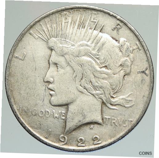  アンティークコイン コイン 金貨 銀貨  1922 D US Antique Silver PEACE DOLLAR United States Coin LIBERTY & EAGLE i111880