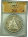 1846 年着席リバティー シルバー 1 ドル コイン ANACS AU-58 詳細 RJS1846 Seated Liberty Silver Dollar $1 Coin ANACS AU-58 Details RJS(3)