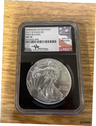 yɔi/iۏ؏tz AeB[NRC RC   [] 2017 W BURNISHED SILVER EAGLE NGC MS70 FIRST RELEASES MERCANTI SIGNED