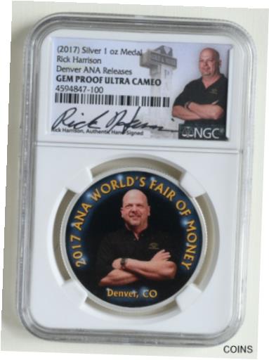 yɔi/iۏ؏tz AeB[NRC RC   [] 2017 Rick Harrison PAWN STARS 1 oz. SILVER Medal NGC Authentic Hand Signed Label