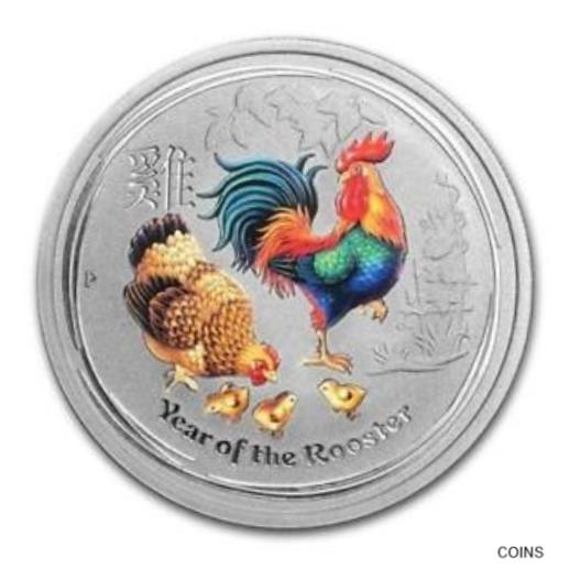  アンティークコイン コイン 金貨 銀貨  2017 Australia 1/2 oz Silver Lunar Year of the Rooster BU (Colorized) Series II