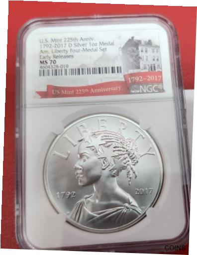 ڶ/ʼݾڽա ƥ    [̵] 2017-D UNC 225th Ann. American Liberty Silver Medal 1oz NGC MS70 225th ER Label