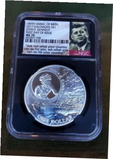  アンティークコイン コイン 金貨 銀貨  2017 SILVER Solomons JFK MS-70 NGC 4520837-038