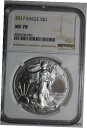 2017 Silver American Eagle NGC MS70 Brown Label※関税は当ショップ負担（お客様負担無し）※全国送料無料・海外輸送無料※商品の状態は画像をご確認下さい（極美品・目立った汚れ無し）※輸入品の為英語表記となります※その他ご不明点はお気軽にお問合せ下さい！Certification: NGC[ご購入前に必ずお読み下さい]親切丁寧に、商品到着までサポート対応させていただきます。■パソコンの画像・画質により色や素材感が、実際の商品と多少異なる場合がございますので予めご了承くださいませ。■お客様のご都合（程度の解釈相違を含む）による商品のご購入後のキャンセル返品は、原則としてお受け致しておりません。未払いのまま2日以上連絡が取れない場合はキャンセルさせて頂きます。その場合、事務局側が自動的に「非常に悪い」の評価を付けてしまいますのでご注意ください。※お支払い頂いた場合は連絡は不要です。※他ショップでも販売しておりますので、稀に在庫がない場合がございます。■不具合での返品は箱などすべてが到着時の状態になるものに限らせていただきます。※当店では不良品はすべて現物確認と不具合の確認を行い対応をさせて頂いております。■お客様のご都合によるご注文確定後の商品のキャンセルにつきましては承っておりません。また、ご入金確認後、またはご決済完了確認後のキャンセルにつきましては、ご注文総額の30％のキャンセル料をご請求させていただきます。■領収書二重発行やトラブル防止のため、領収書発行は行っておりません。事務局側が発行している「支払い明細」が正式な支払い証明となります。支払い明細画面を印刷したものが領収書の代わりになることを各税務署に確認済みです。■年末年始・連休の発送は、業者も休みになる関係でいつもより遅れます。■輸送時の破損の場合は配送業者への報告を行って下さい。報告なしでの対応はできません。■日祝日は定休日とさせていただいております。連絡・発送が出来ませんのであらかじめご了承お願いいたします。■内容は必ずお読みになってからお買い求め下さいますようお願い致します。※在庫状況は常に更新をしておりますが、当社は複数店舗で在庫を共有しているため、ご注文を頂きましても稀に欠品している場合がございます。その際は誠に申し訳ございませんが、その旨をメールまたはお電話にてご連絡させていただきます。ご理解いただけますようお願い申し上げます。親切・丁寧にお取引させていただきますのでよろしくお願いします。 品質保証について 当店の商品の、品質保証についてご紹介いたします。 ▽品質保証書 お買い上げいただく全ての商品に「WORLD RESOURCE品質保証書」をおつけいたします。 これは、WORLD RESOURCEが販売した商品であることを保証するものです。大切に保管してください。 ▽標準保証に関して 当店でご購入頂きました商品は7日以内の標準保証サービスが付属致します。 ※ご購入日につきましては、製品の品質保証書に記載の日付にて確認させていただきます。 ※保証は通常利用時のみの対応となります。 ※ご購入日の確認を致しかねる場合は有償となります。品質保証書は大切に保管して下さい。POINT01　品揃え一番店を目指して 「期待に答えるお店づくりと、時代に合わせたサービスをご提供致します。」 POINT02　多種多様な商品レパートリー 「幅広く、世界の商品をご用意しております。」 POINT03　きっと見つかる！新しい発見 「テレビや雑誌で紹介されたアイテムもいちはやく。」 モットー：丁寧な接客対応 その道数十年のスタッフだからこそできる、“豊富な知識”に基づく商品のご提案。 お探しの商品はお気軽にスタッフにお尋ねください。 「以前は、商品ページあったけど、、、見つからない。」 「初めてアンティークコインの購入をしますが大丈夫ですか？」 「この年代の商品を探していますが、おすすめはありますか？」 「友人にアンティークコインを送りたいけど、おすすめありますか？」 等など、困ったときの質問にも、しっかり対応・お調べ致します。 取寄せ、取り置き等もできますので、商品一覧で見つからなかった商品でも、 スタッフまでお気軽にご相談下さい。 【お問い合わせはお気軽にどうぞ】 suport@world-resource.net