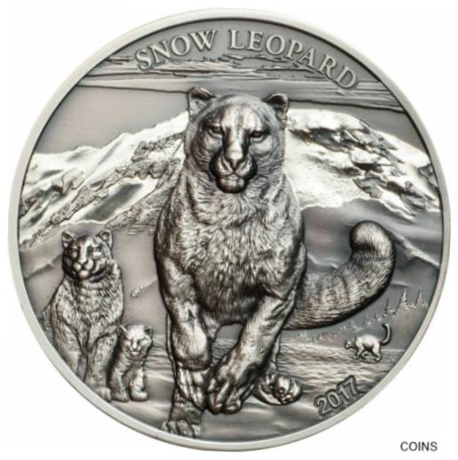【極美品/品質保証書付】 アンティークコイン コイン 金貨 銀貨 [送料無料] 2017 Mongolia 500 Togrog Snow Leopard Antiqued 1 oz .999 Silver Coin - 999 Made