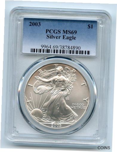  アンティークコイン コイン 金貨 銀貨  2003 $1 American Silver Eagle Dollar PCGS MS69