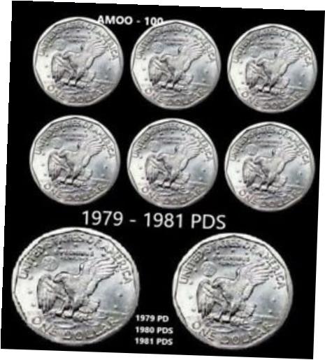 ڶ/ʼݾڽա ƥ    [̵] 1979,1980,1981 P D S BU Susan B Anthony Dollar 8 coin 1979 PD,1980 PDS,1981 PDS