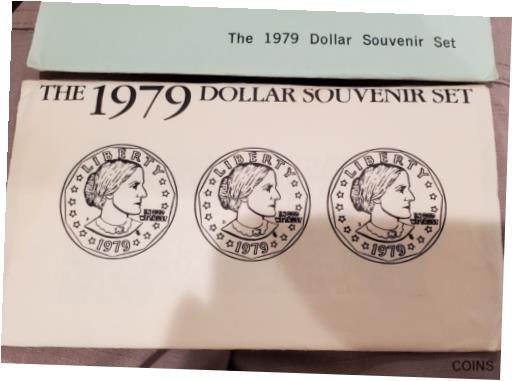 ڶ/ʼݾڽա ƥ    [̵] 1979 P D &S Susan B. Anthony Dollar Souvenir Set - Unique 3 Uncirculated Coins