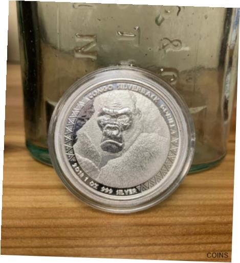 【極美品/品質保証書付】 アンティークコイン コイン 金貨 銀貨 [送料無料] 2018 Congo Proof-like Silverback Gorilla Silver Coin In Capsule 1 Oz Ounce .999