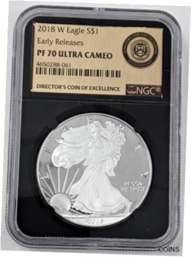 【極美品/品質保証書付】 アンティークコイン コイン 金貨 銀貨 [送料無料] Proof 2018 W American Eagle US Mint 1 oz 999 Silver NGC PF 70 Ultra Cameo J9