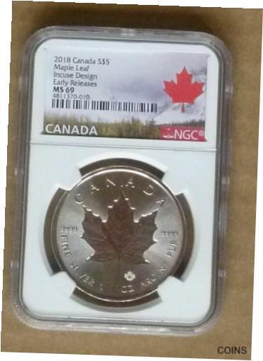 2018 Canada Incuse Maple Leaf NGC MS69 Early Releases .9999 Fine Silver Bullion※関税は当ショップ負担（お客様負担無し）※全国送料無料・海外輸送無料※商品の状態は画像をご確認下さい（極美品・目立った汚れ無し）※輸入品の為英語表記となります※その他ご不明点はお気軽にお問合せ下さい！Seller Notes: “NGC MS 69.”Country/Region of Manufacture: CanadaCertification Number: 4811370-010Fineness: 0.9999Coin: Canadian Maple LeafCertification: NGCPrecious Metal Content per Unit: 1 ozStrike Type: ProofGrade: MS 69Year: 2018Brand/Mint: Royal Canadian MintComposition: SilverTotal Precious Metal Content: 1 Troy Ounce[ご購入前に必ずお読み下さい]親切丁寧に、商品到着までサポート対応させていただきます。■パソコンの画像・画質により色や素材感が、実際の商品と多少異なる場合がございますので予めご了承くださいませ。■お客様のご都合（程度の解釈相違を含む）による商品のご購入後のキャンセル返品は、原則としてお受け致しておりません。未払いのまま2日以上連絡が取れない場合はキャンセルさせて頂きます。その場合、事務局側が自動的に「非常に悪い」の評価を付けてしまいますのでご注意ください。※お支払い頂いた場合は連絡は不要です。※他ショップでも販売しておりますので、稀に在庫がない場合がございます。■不具合での返品は箱などすべてが到着時の状態になるものに限らせていただきます。※当店では不良品はすべて現物確認と不具合の確認を行い対応をさせて頂いております。■お客様のご都合によるご注文確定後の商品のキャンセルにつきましては承っておりません。また、ご入金確認後、またはご決済完了確認後のキャンセルにつきましては、ご注文総額の30％のキャンセル料をご請求させていただきます。■領収書二重発行やトラブル防止のため、領収書発行は行っておりません。事務局側が発行している「支払い明細」が正式な支払い証明となります。支払い明細画面を印刷したものが領収書の代わりになることを各税務署に確認済みです。■年末年始・連休の発送は、業者も休みになる関係でいつもより遅れます。■輸送時の破損の場合は配送業者への報告を行って下さい。報告なしでの対応はできません。■日祝日は定休日とさせていただいております。連絡・発送が出来ませんのであらかじめご了承お願いいたします。■内容は必ずお読みになってからお買い求め下さいますようお願い致します。※在庫状況は常に更新をしておりますが、当社は複数店舗で在庫を共有しているため、ご注文を頂きましても稀に欠品している場合がございます。その際は誠に申し訳ございませんが、その旨をメールまたはお電話にてご連絡させていただきます。ご理解いただけますようお願い申し上げます。親切・丁寧にお取引させていただきますのでよろしくお願いします。 品質保証について 当店の商品の、品質保証についてご紹介いたします。 ▽品質保証書 お買い上げいただく全ての商品に「WORLD RESOURCE品質保証書」をおつけいたします。 これは、WORLD RESOURCEが販売した商品であることを保証するものです。大切に保管してください。 ▽標準保証に関して 当店でご購入頂きました商品は7日以内の標準保証サービスが付属致します。 ※ご購入日につきましては、製品の品質保証書に記載の日付にて確認させていただきます。 ※保証は通常利用時のみの対応となります。 ※ご購入日の確認を致しかねる場合は有償となります。品質保証書は大切に保管して下さい。POINT01　品揃え一番店を目指して 「期待に答えるお店づくりと、時代に合わせたサービスをご提供致します。」 POINT02　多種多様な商品レパートリー 「幅広く、世界の商品をご用意しております。」 POINT03　きっと見つかる！新しい発見 「テレビや雑誌で紹介されたアイテムもいちはやく。」 モットー：丁寧な接客対応 その道数十年のスタッフだからこそできる、“豊富な知識”に基づく商品のご提案。 お探しの商品はお気軽にスタッフにお尋ねください。 「以前は、商品ページあったけど、、、見つからない。」 「初めてアンティークコインの購入をしますが大丈夫ですか？」 「この年代の商品を探していますが、おすすめはありますか？」 「友人にアンティークコインを送りたいけど、おすすめありますか？」 等など、困ったときの質問にも、しっかり対応・お調べ致します。 取寄せ、取り置き等もできますので、商品一覧で見つからなかった商品でも、 スタッフまでお気軽にご相談下さい。 【お問い合わせはお気軽にどうぞ】 suport@world-resource.net