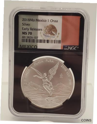 【極美品/品質保証書付】 アンティークコイン コイン 金貨 銀貨 [送料無料] 2018-Mo SILVER Mexican Libertad Onza, NGC MS70 Early Releases