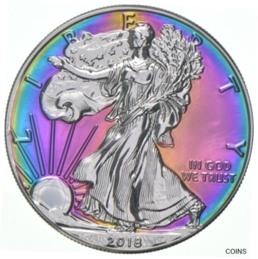  アンティークコイン コイン 金貨 銀貨  AMAZING - Colorized 2018 American Silver Eagle - Psychedelic Colors *670