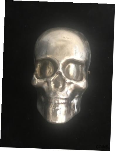 【極美品/品質保証書付】 アンティークコイン コイン 金貨 銀貨 送料無料 3 Oz MK BarZ Smiling Skull 3D Skull Hand Poured .999 Fine Silver