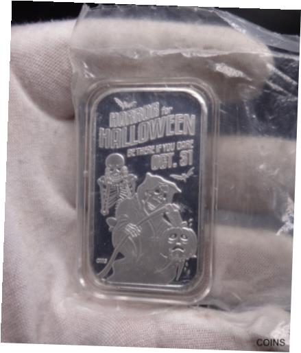 【極美品/品質保証書付】 アンティークコイン コイン 金貨 銀貨 [送料無料] HORROR FOR HALLOWEEN "REAPER" 1 oz .999 Silver Art Bar CMG Mint OOP