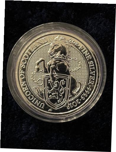 yɔi/iۏ؏tz AeB[NRC RC   [] 2018 UK Queen's Beast Unicorn Of Scotland 2 oz Silver coin in capsule.